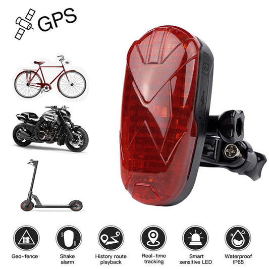 WINNES Bike GPS Tracker Anti Theft, Hidden GPS Tracker for Bicycles Motobike Bike GPS Tracking Device with LED Tail Light (TK906)
