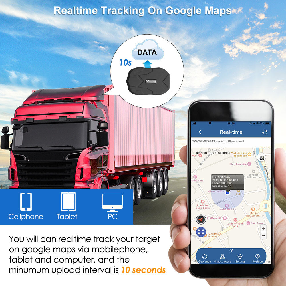 WINNES GPS Tracker 4G TK905B, Built in 10000mAh Rechargeable Battery 80 Days Standby, Real Time Positioning Waterproof Strong Magnetism GPS Car Tracker for Fleet, Van, Vehicle