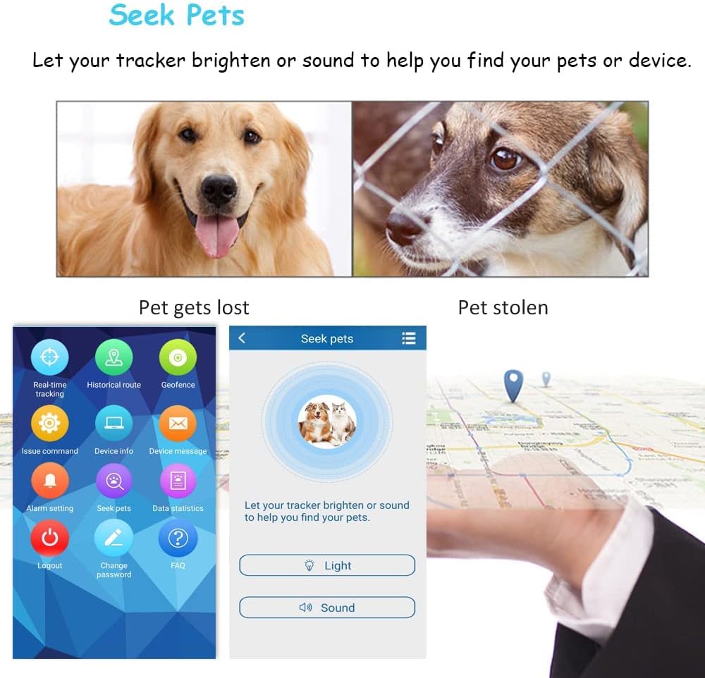 WINNES 2GTK911pro GPS Dog Tracker Worldwide real time location tracking Escape Alerts Monitor Activity & Get Health alerts