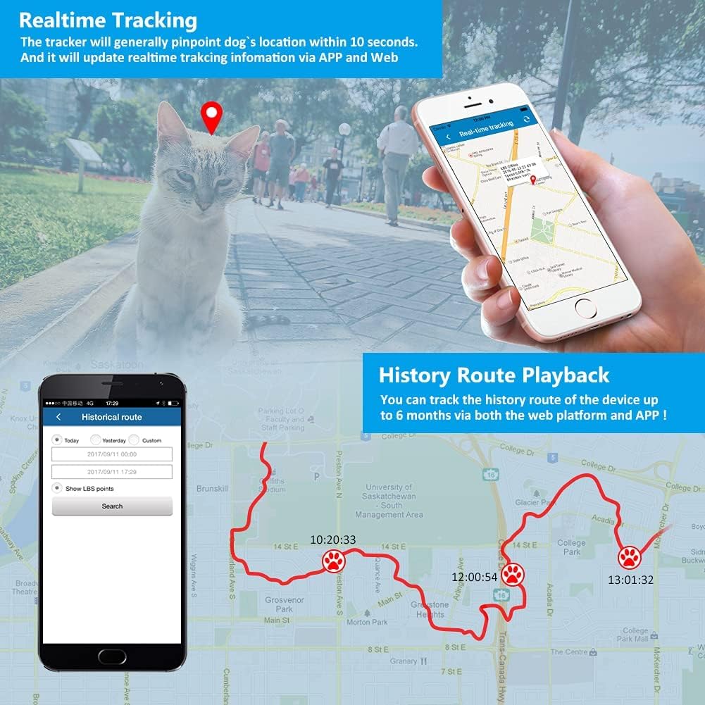 WINNES TK911 Pet GPS Tracker 500mAh Real-time Unlimited Range Locator IP66 Waterproof Pet Tracker Device Collar for Cat Dog